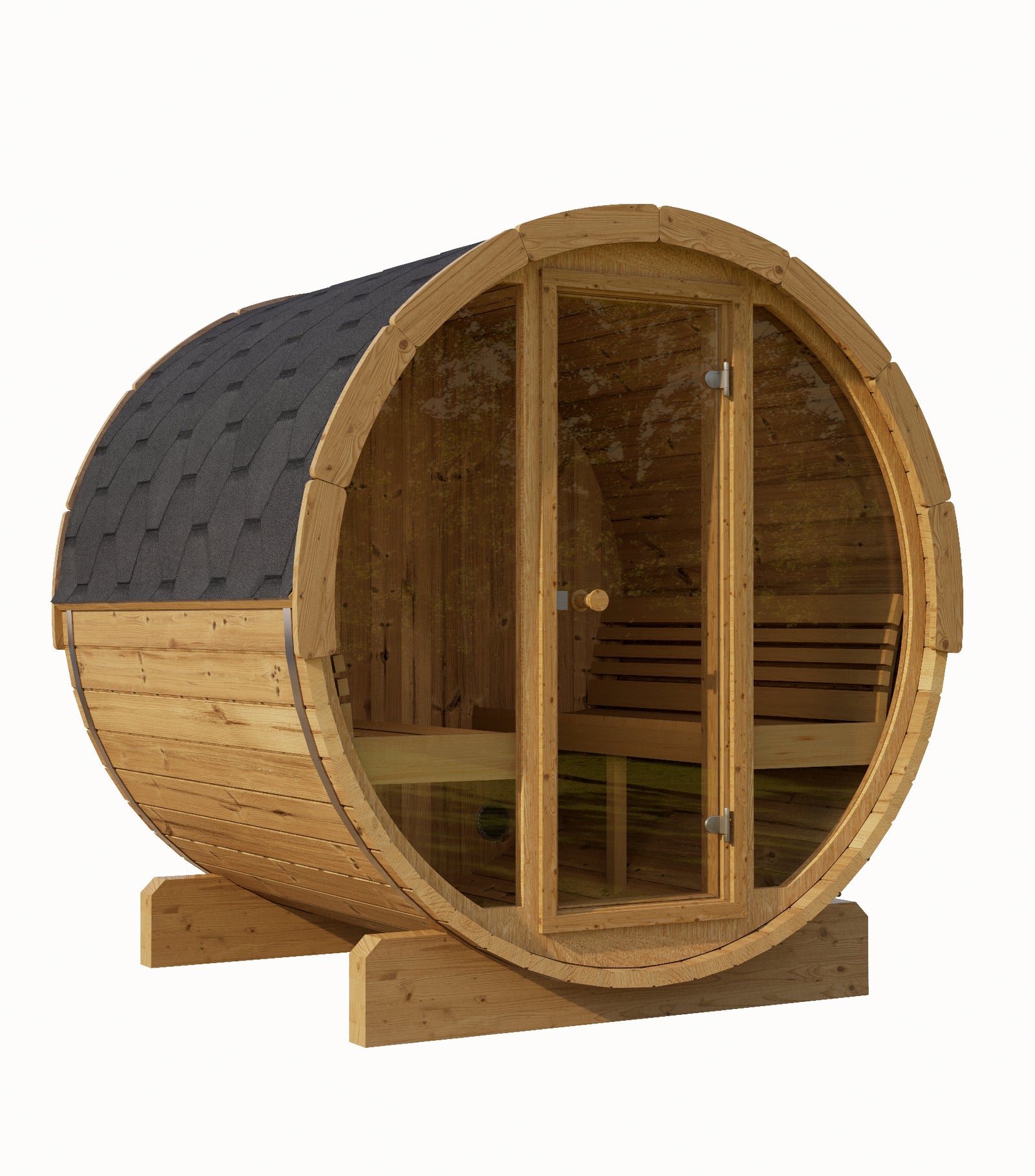 SaunaLife E8G Outdoor Barrel Sauna with Glass Front