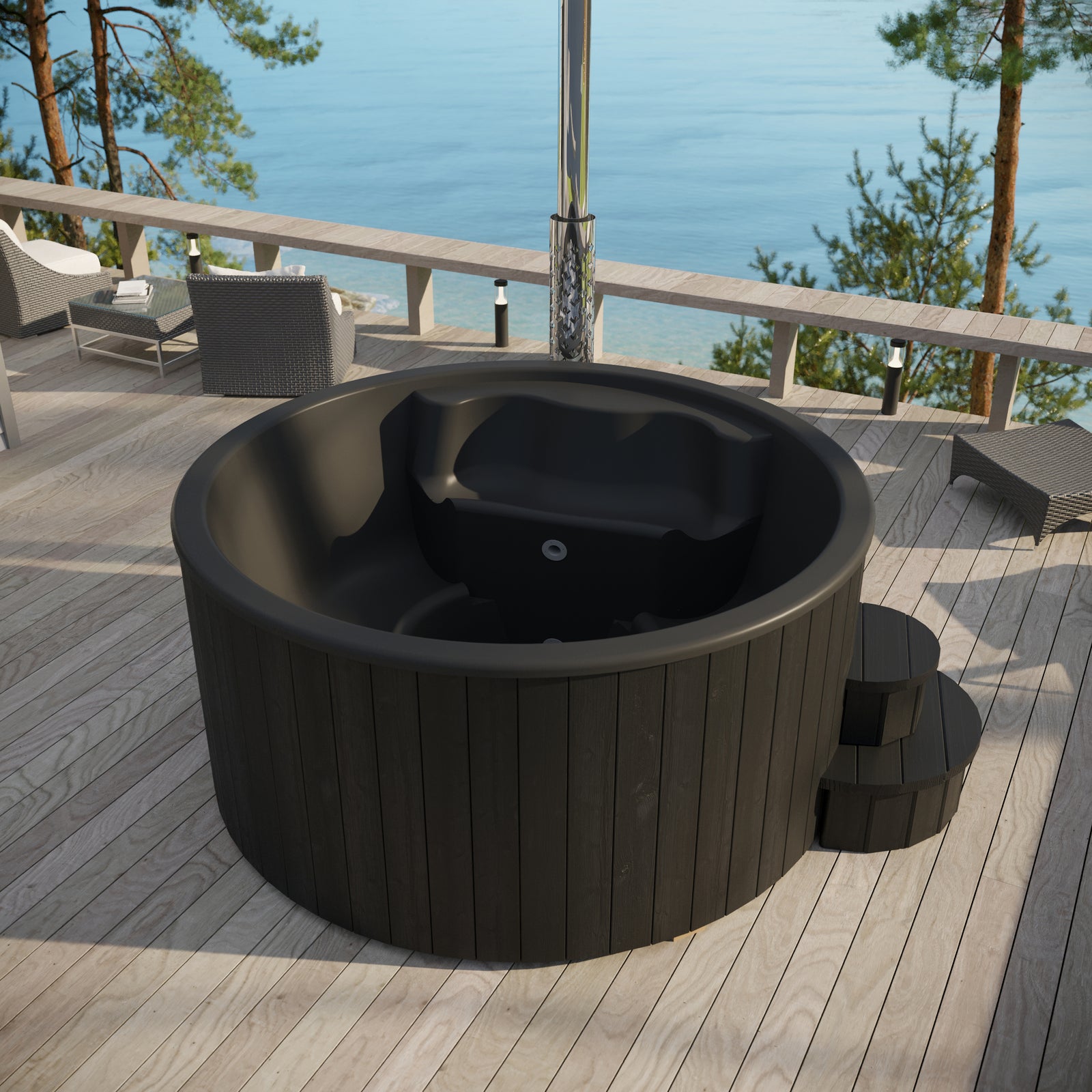 SaunaLife S4B Wood-Fired Hot Tub Black
