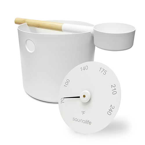 SaunaLife Aluminum Bucket, Ladle & Thermometer Set — Accessory Package 6
