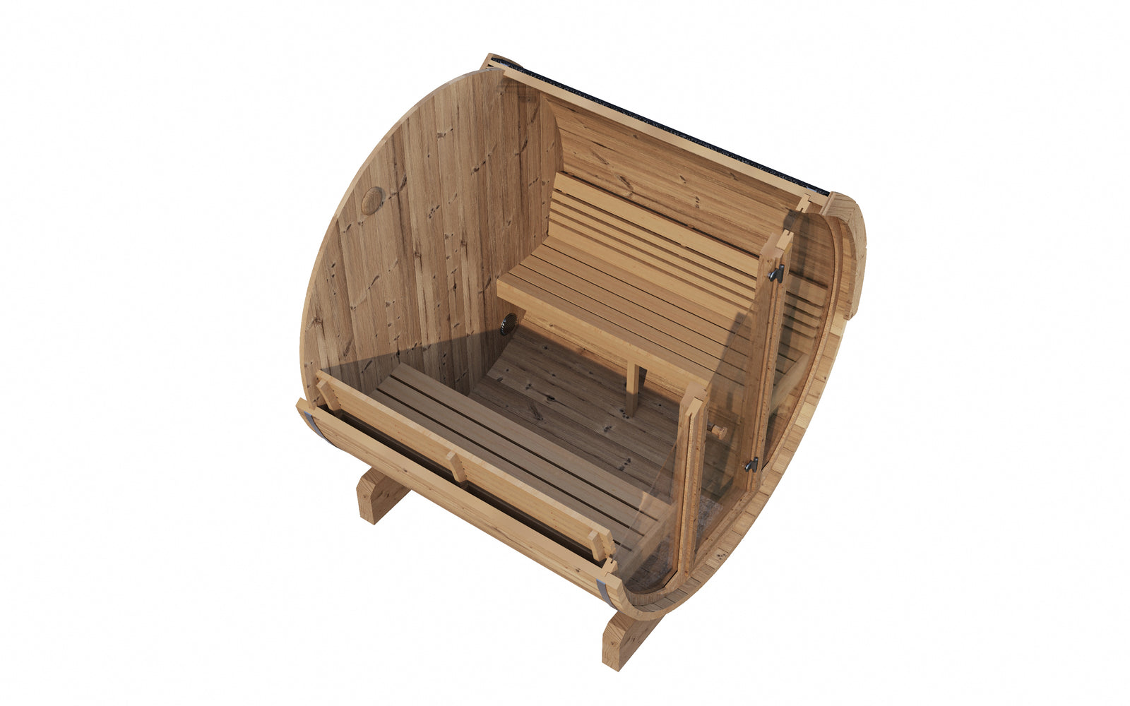 SaunaLife E7G Outdoor Barrel Sauna with Glass Front