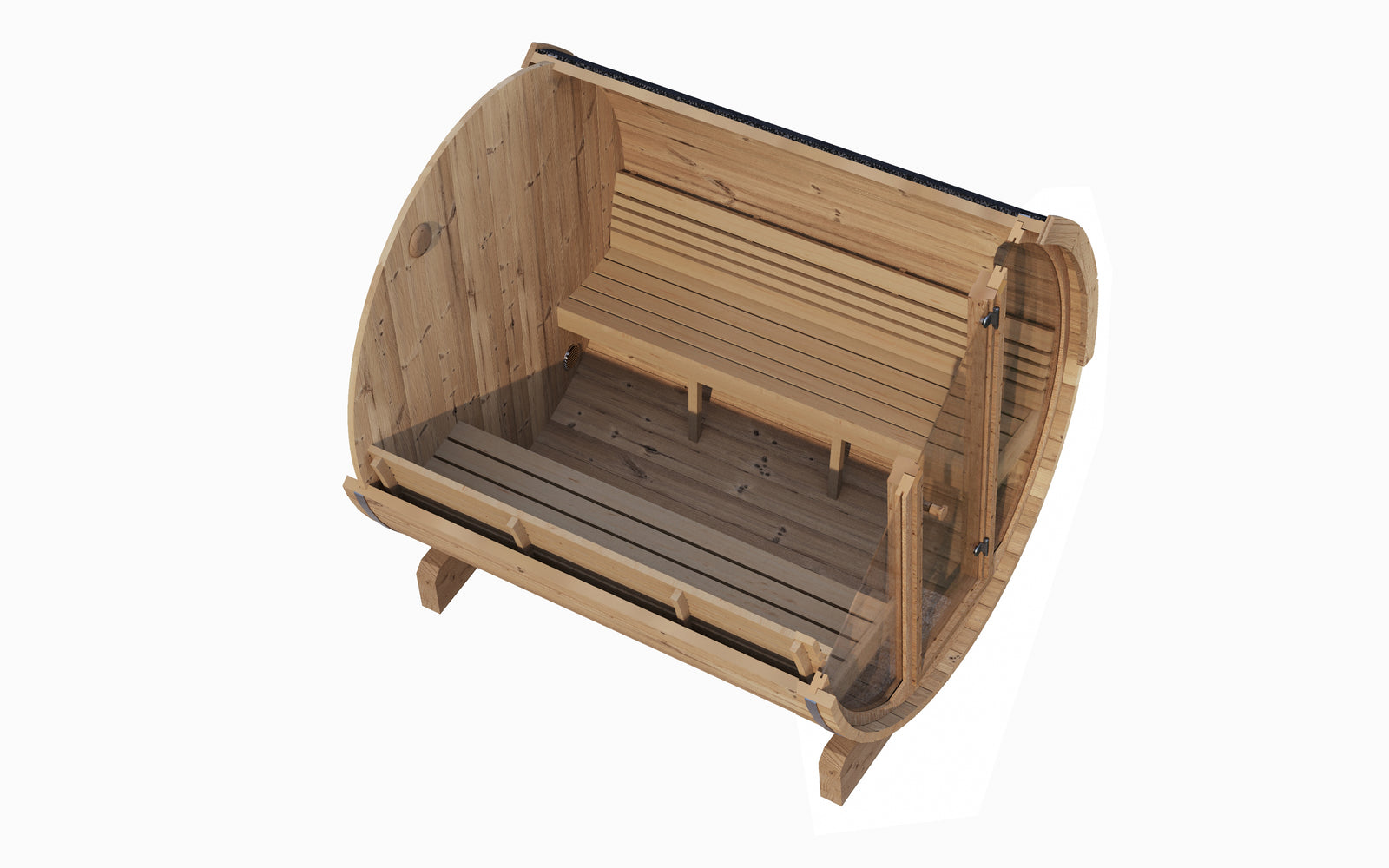 SaunaLife E8G Outdoor Barrel Sauna with Glass Front
