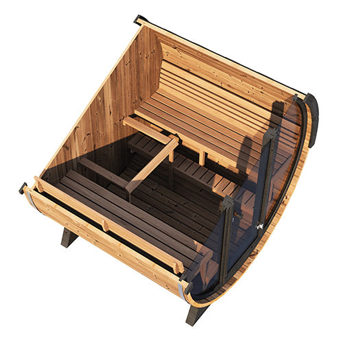 SaunaLife EE8G Outdoor Barrel Sauna with Glass Front