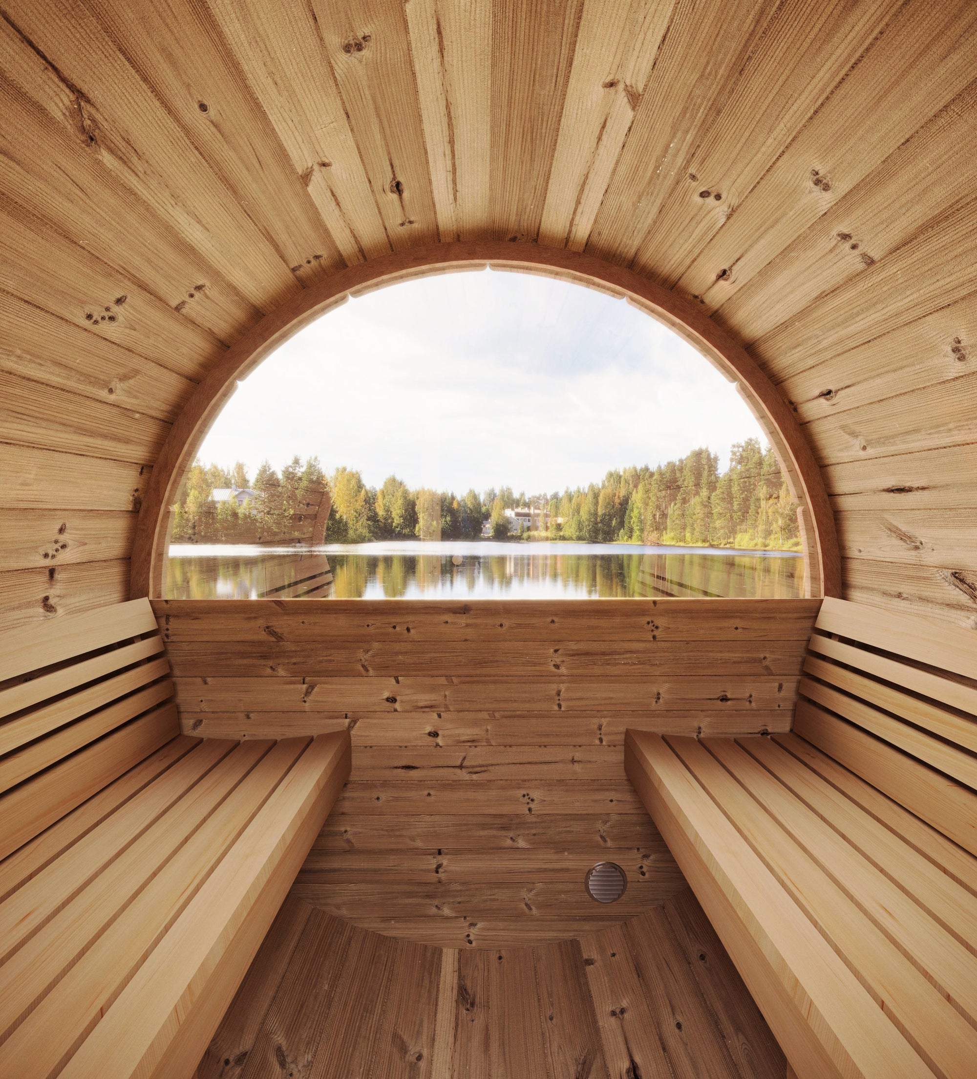 SaunaLife E7W Outdoor Barrel Sauna with Window