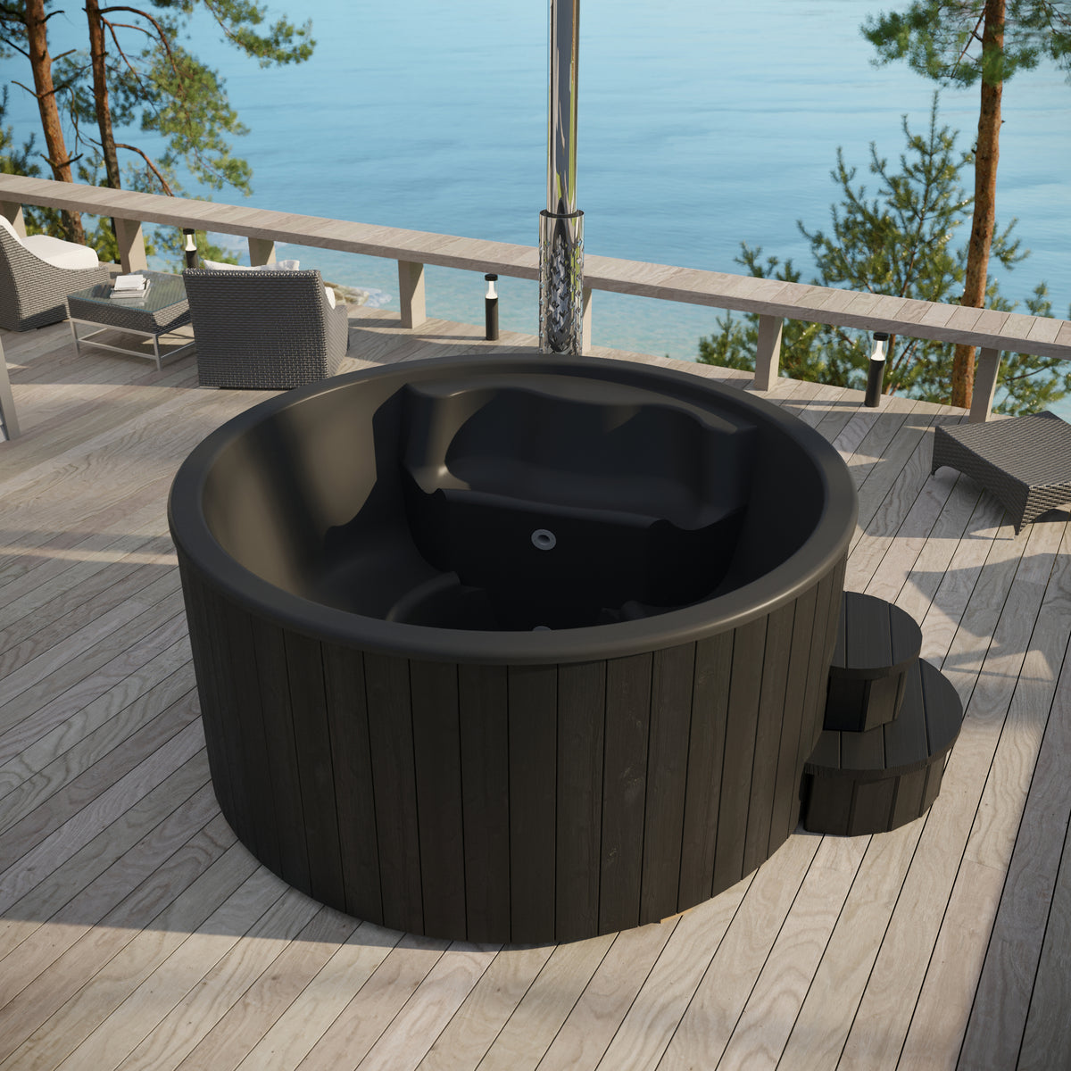 SaunaLife S4B Wood-Fired Hot Tub Black
