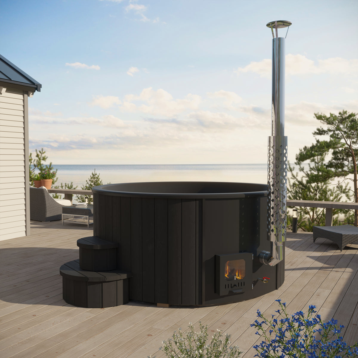 SaunaLife S4B Wood-Fired Hot Tub Black