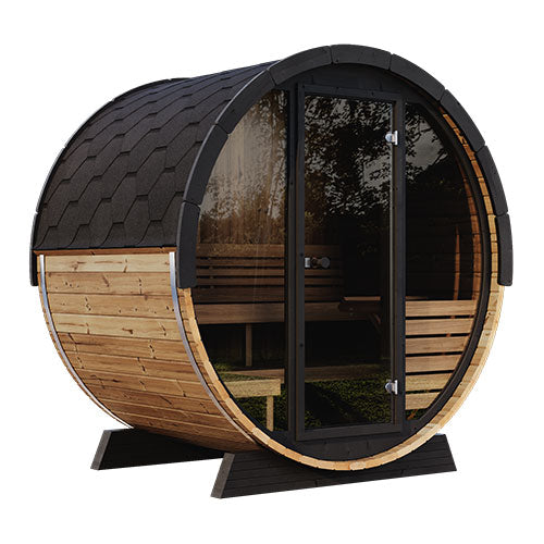 SaunaLife EE6G Outdoor Barrel Sauna with Glass Front