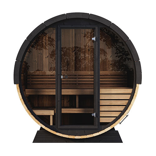 SaunaLife EE6G Outdoor Barrel Sauna with Glass Front
