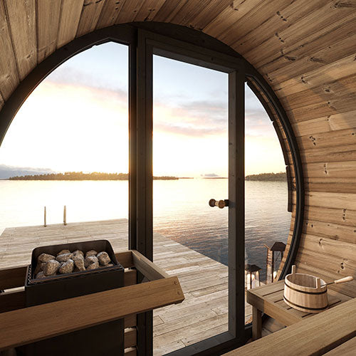 SaunaLife EE6G Outdoor Barrel Sauna with Glass Front